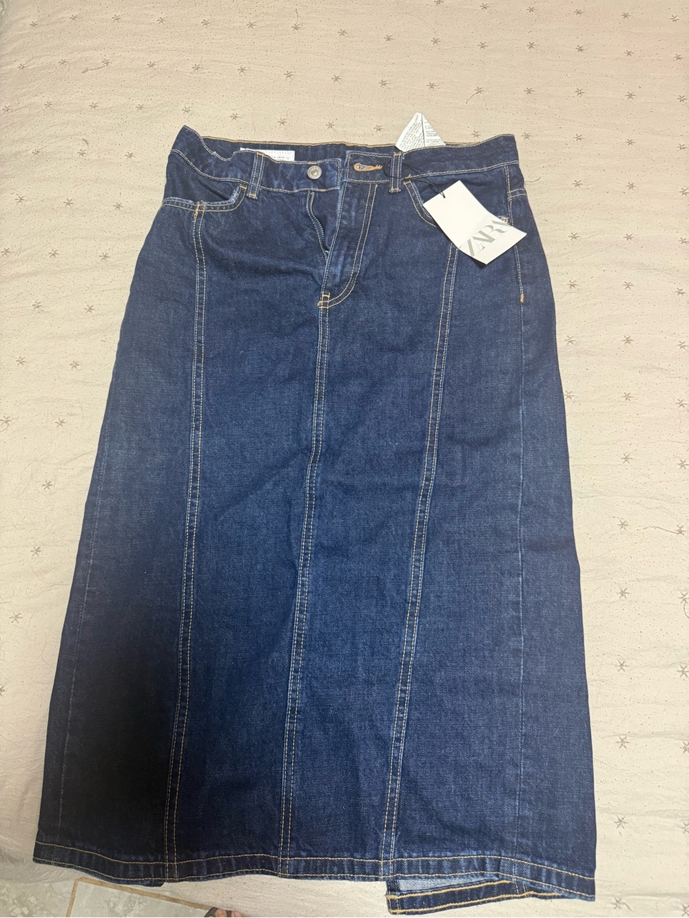 Zara Dark Blue Straight Leg Denim Skirt